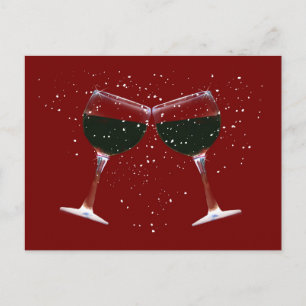 Cheers Holiday Post Card mit Rotem Wein Feiertagspostkarte