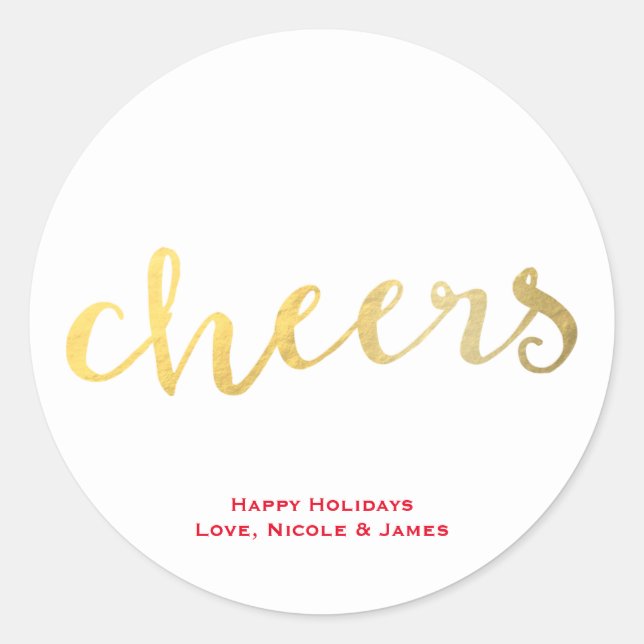 CHEERS Imitate Goldene Forelle Aussehen Urlaub Gef Runder Aufkleber (Vorderseite)