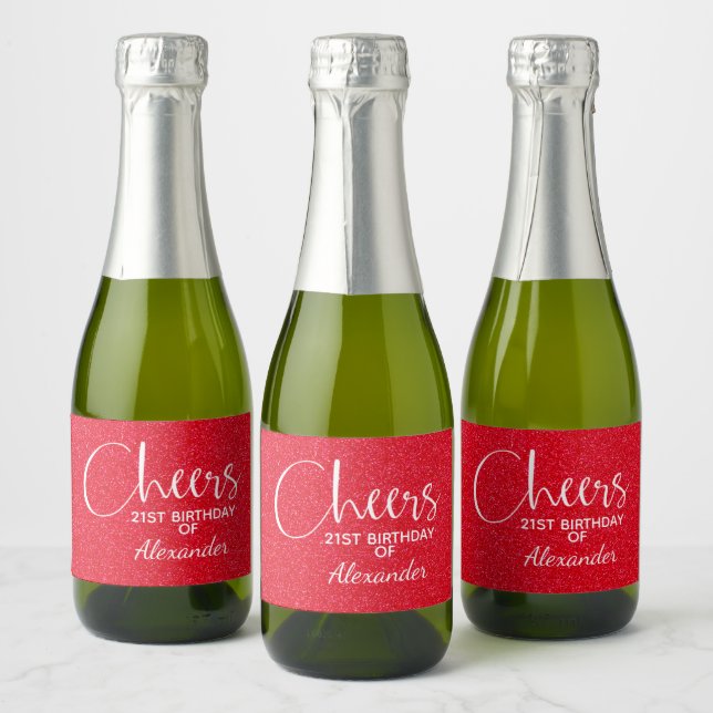 Cheers Imitate Red GLITZER Birthday Mini (Flaschen)