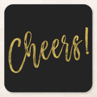 Cheers Imitats Gold Foil und Black Drink Coasters