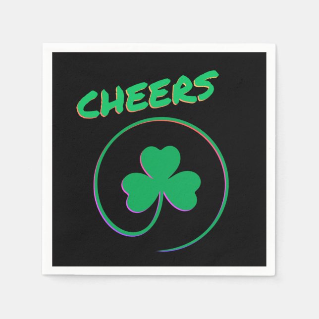 Cheers Ireland Clover Kleeblatt St Patrick's Serviette (Vorderseite)
