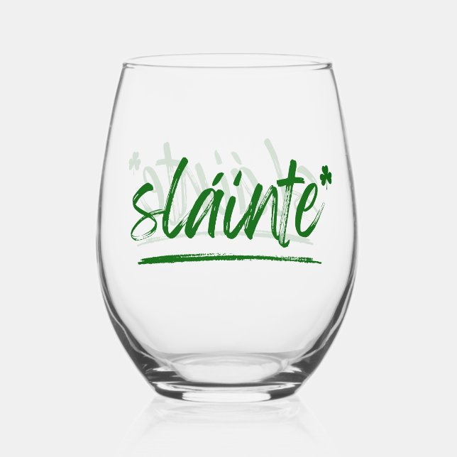Cheers Irish Sláinte Wine Glass - Green Weinglas Ohne Stiel (Vorderseite)