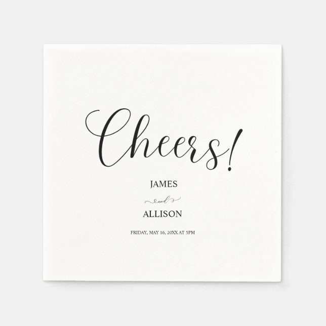 Cheers Liebe Elegant Minimalistisch Einfache Hochz Serviette (Vorderseite)