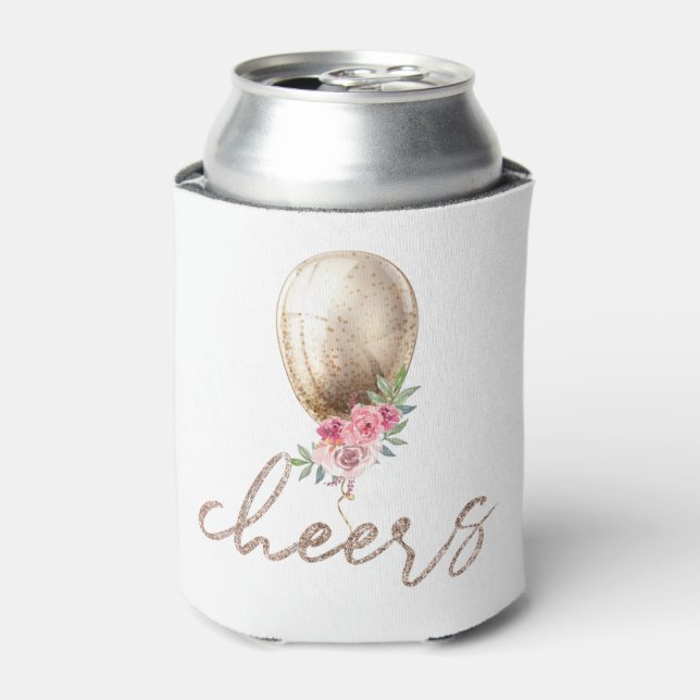 Cheers Luxury Beige Balloon Glitzer Party Dosenkühler (Kanne Vorderseite)