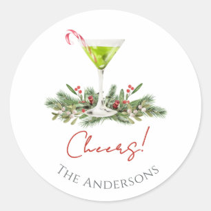 Cheers Martini und Mistelzweig Lebkuchen-Cocktail Runder Aufkleber