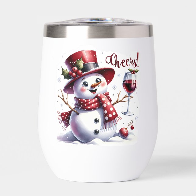 Cheers mignon bonhomme de neige à boire du vin per (Avant)