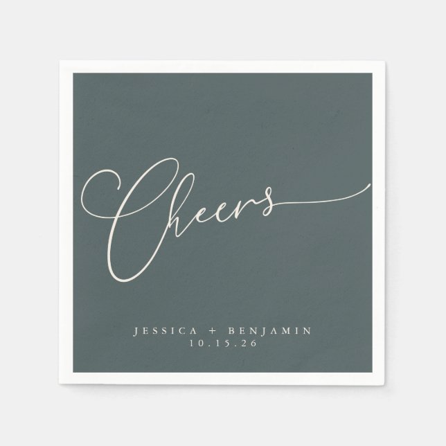 Cheers Minimal Aquamarine Script Custom Wedding Serviette (Vorderseite)
