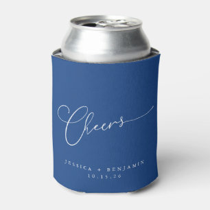 Cheers Minimal Cobalt Blue Script Custom Wedding Dosenkühler