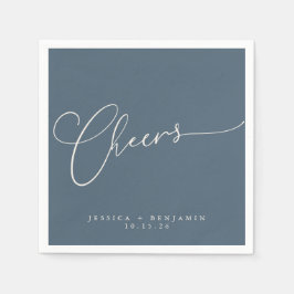 Cheers Minimal Dark Blue Script Custom Wedding Serviette