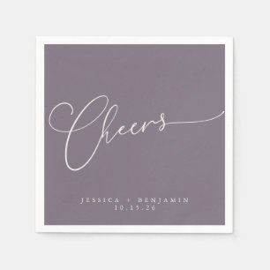 Cheers Minimal Dusty Lila Script Custom Wedding Serviette