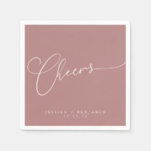 Cheers Minimal Dusty Rose Script Custom Wedding