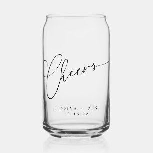 Cheers Minimal Schwarz-weiße Script Custom Wedding Dosenglas