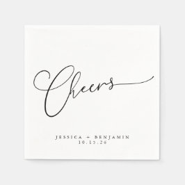 Cheers Minimal Schwarz-weiße Script Custom Wedding Serviette