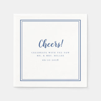 Cheers Minimalistisch Wedding Mr & Mrs Modern Blue Serviette
