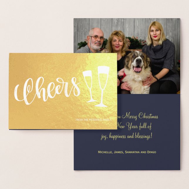 Cheers moderne Champagnerflöten mit Pinsel Folienkarte (Anzeige)