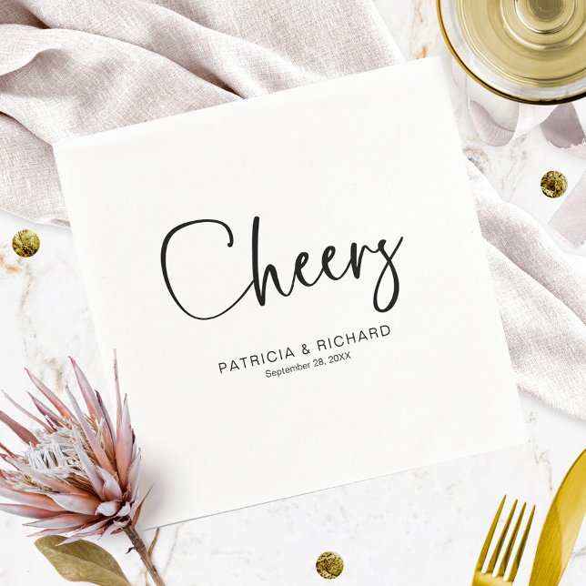 Cheers Moderne kalligraphische Hochzeit Serviette (Von Creator hochgeladen)