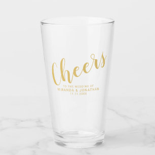 'Cheers' Moderne Script Gold Hochzeit Glas