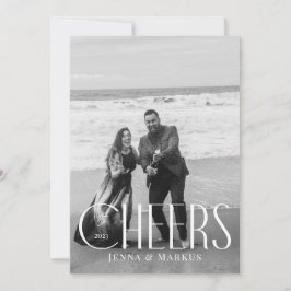 Cheers Modernes Weihnachts-Foto Minimal Design Feiertagskarte