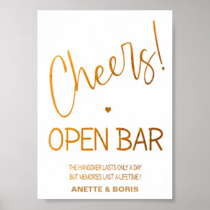 Cheers Offene Bar Hochzeitszeichen 12x18 poster