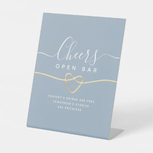 Cheers Open Bar Hochzeitsschild – Staubblau Sockelschild