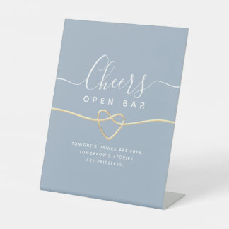 Cheers Open Bar Wedding Sign - Dusty Blue Sockelschild