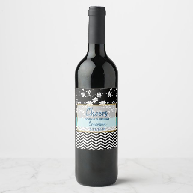 Cheers Personalisierte Hochzeitwein-Flaschenetiket Weinetikett (Vorderseite)