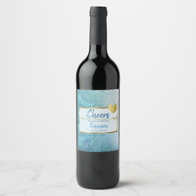 Cheers Personalisierte Hochzeitwein-Flaschenetiket Weinetikett (Vorderseite)