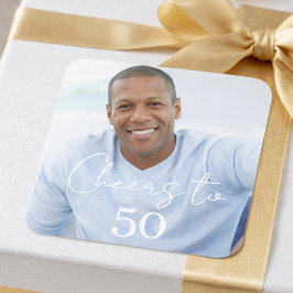 Cheers photo birthday party quadratischer aufkleber