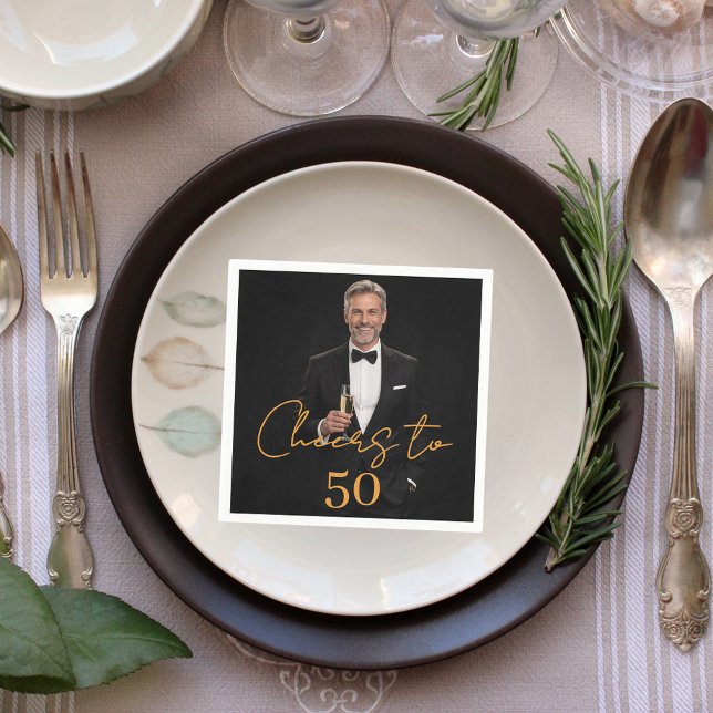 Cheers photo gold birthday party serviette (Von Creator hochgeladen)