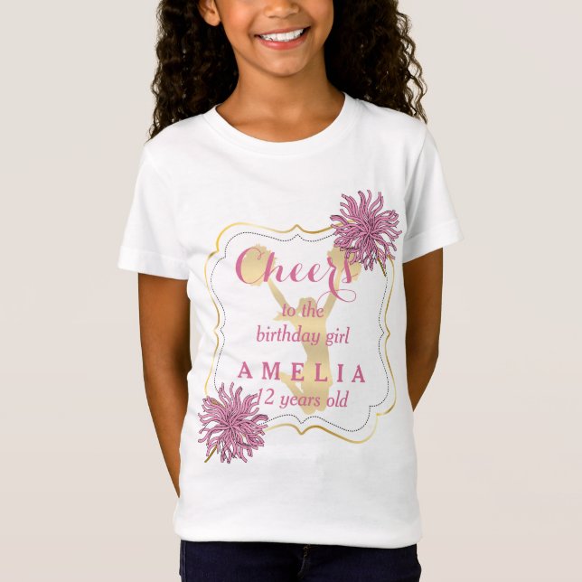 Cheers Pink Cheer Cheerleader Birthday Girl T-Shirt (Vorderseite)