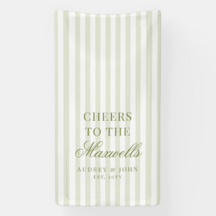 Cheers Retro Grüne Weiße Streifen Schrift Hochzeit Banner
