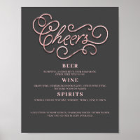 Cheers Rose Gold Wedding Bar Sign