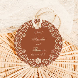 Cheers Rustic Terracotta Blume Hochzeit Geschenkanhänger