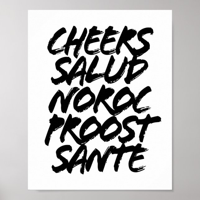 Cheers Salud Noroc Proost Sante Grunge Caps Poster (Vorne)