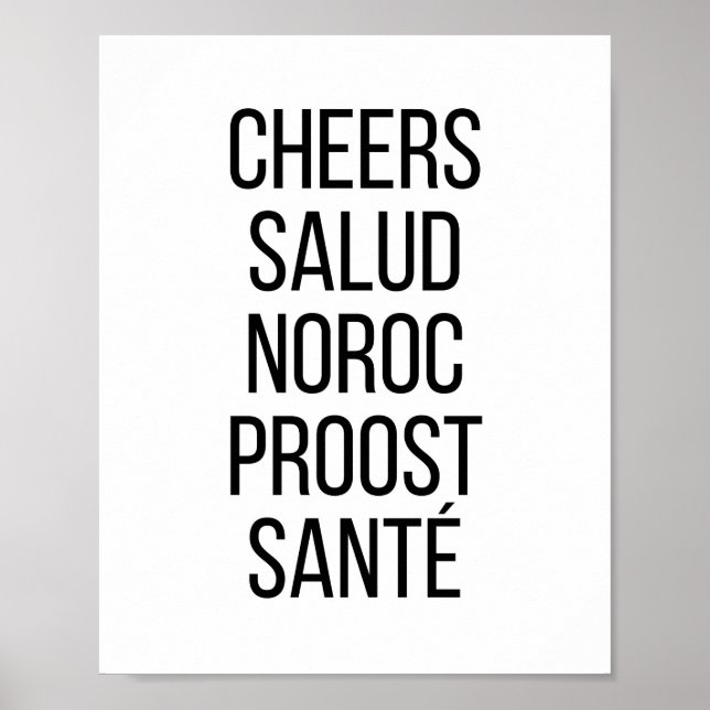 Cheers Salud Noroc Proost Sante Poster (Vorne)