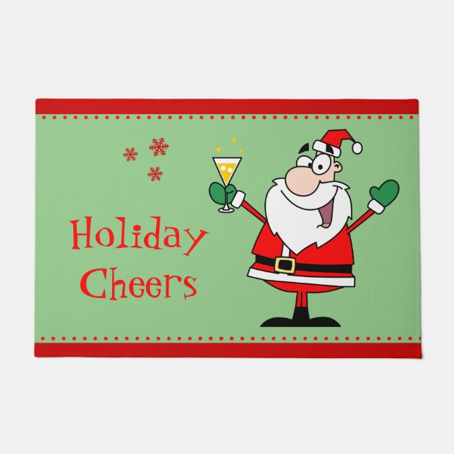 Cheers Santa Cocktail Drinks Weihnachts Party Funn Fußmatte (Vorderseite)