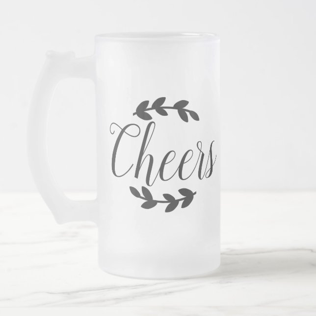 Cheers Script & Black Laurels Mattglas Bierglas (Links)