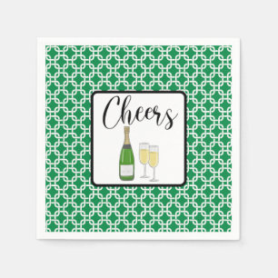 Cheers Script Champagne Flutes Celebration Serviette