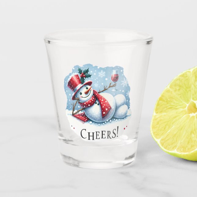 Cheers Snowman Drink Wine Schnapsglas (Vorderseite)