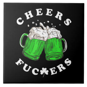 Cheers St Patricks Day Beer Drink Funny Fliese