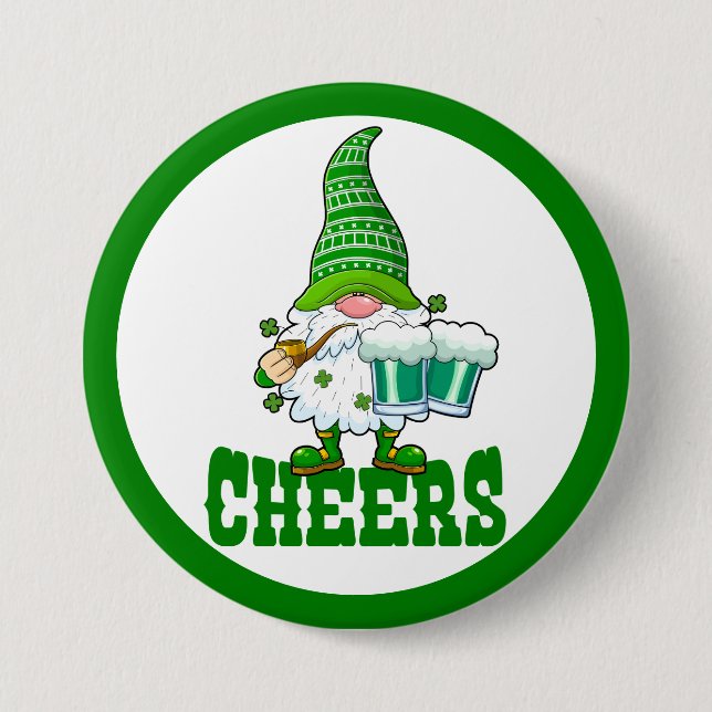 Cheers St. Patrick's Day Leprechaun Button (Vorderseite)