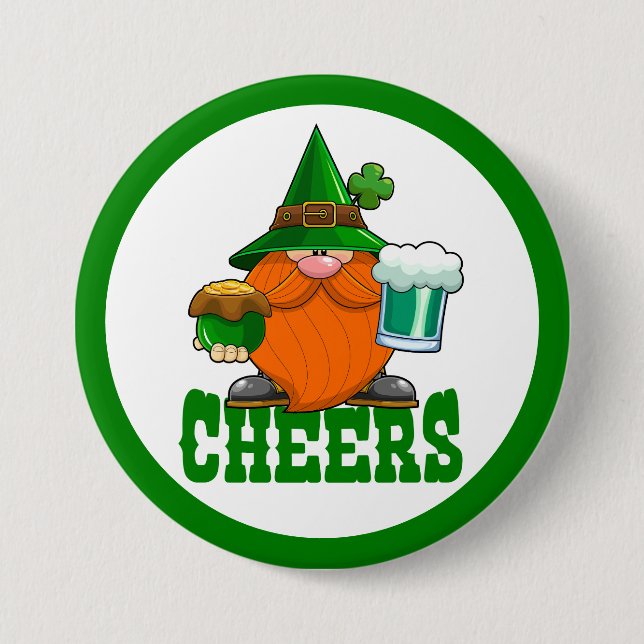 Cheers St. Patricks Day Leprechaun Button (Vorderseite)