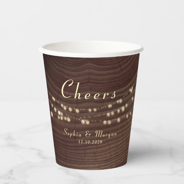 Cheers String Lights Hochzeitspapier Cups Pappbecher (Vorderseite)