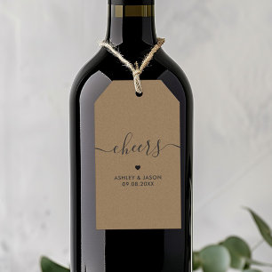Cheers Tag, Wedding Wine oder Champagne Tags, Kraf Geschenkanhänger