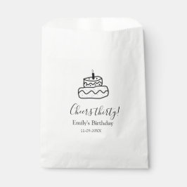Cheers thirty birthday cake black scribble hand geschenktütchen
