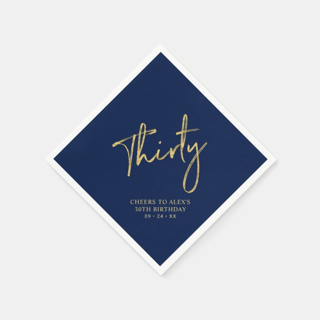 Cheers Thirty Modern Navy 30. Geburtstag Party Serviette (Ecke)