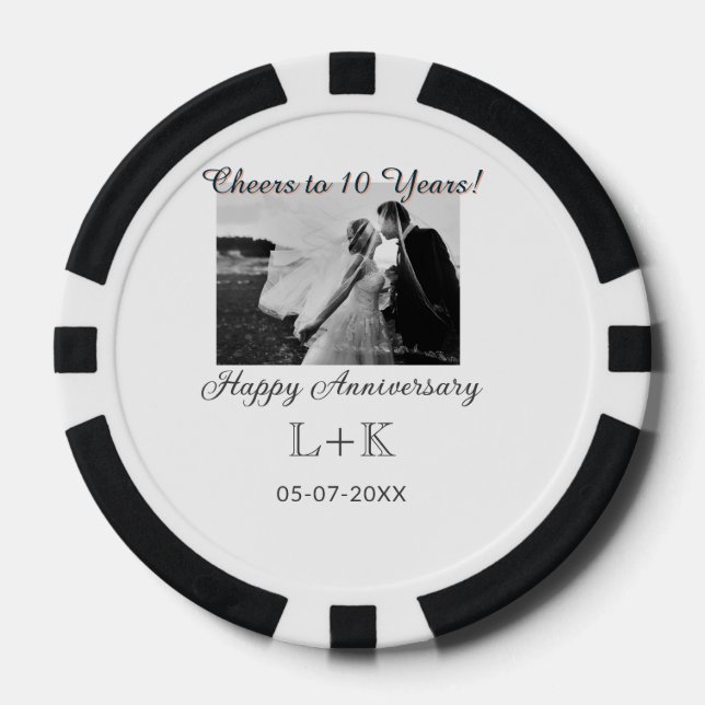 Cheers to 10 Years happy anniversary add photo dat Pokerchips (Vorderseite)