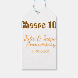Cheers to 10th wedding anniversary brown orange  geschenkanhänger