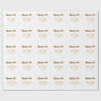 Cheers to 10th wedding anniversary brown orange  geschenkpapier