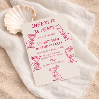 Cheers to 30 Years Beige Cocktail 30th Birthday Einladung